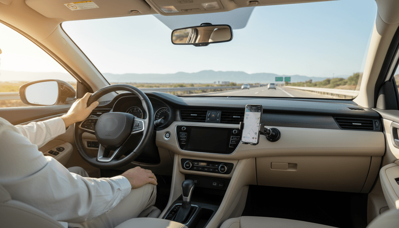 Real-time tracking map on a car dashboard